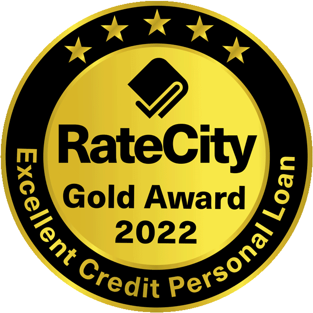 RateCity Gold Award 2022, Excellent Credit Personal Loans